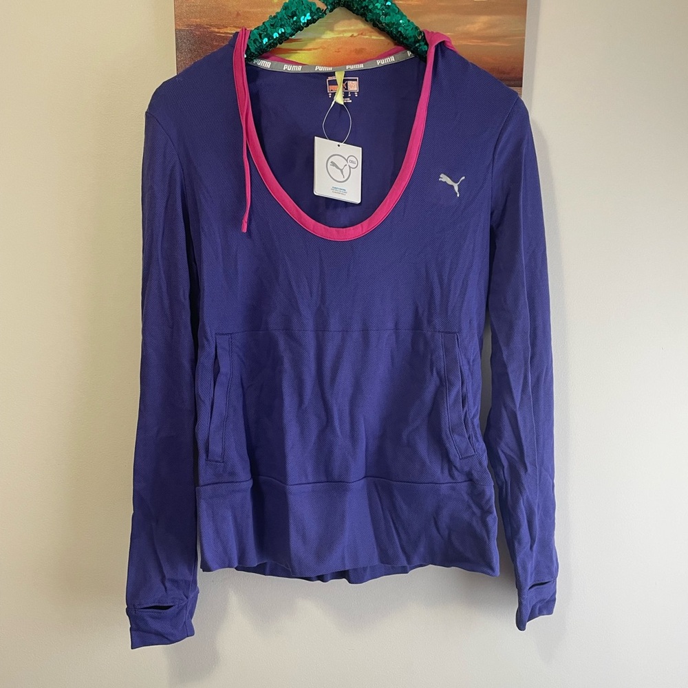 Puma climate control coverup hoodie blue purple nwot M